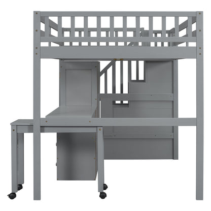 Loft Bed With Stairs, Bookshelf, Drawers, Desk & Wardrobe, Space Saving Multifunctional Furniture - The Sleep Loft - Online Mattress Showroom NYC