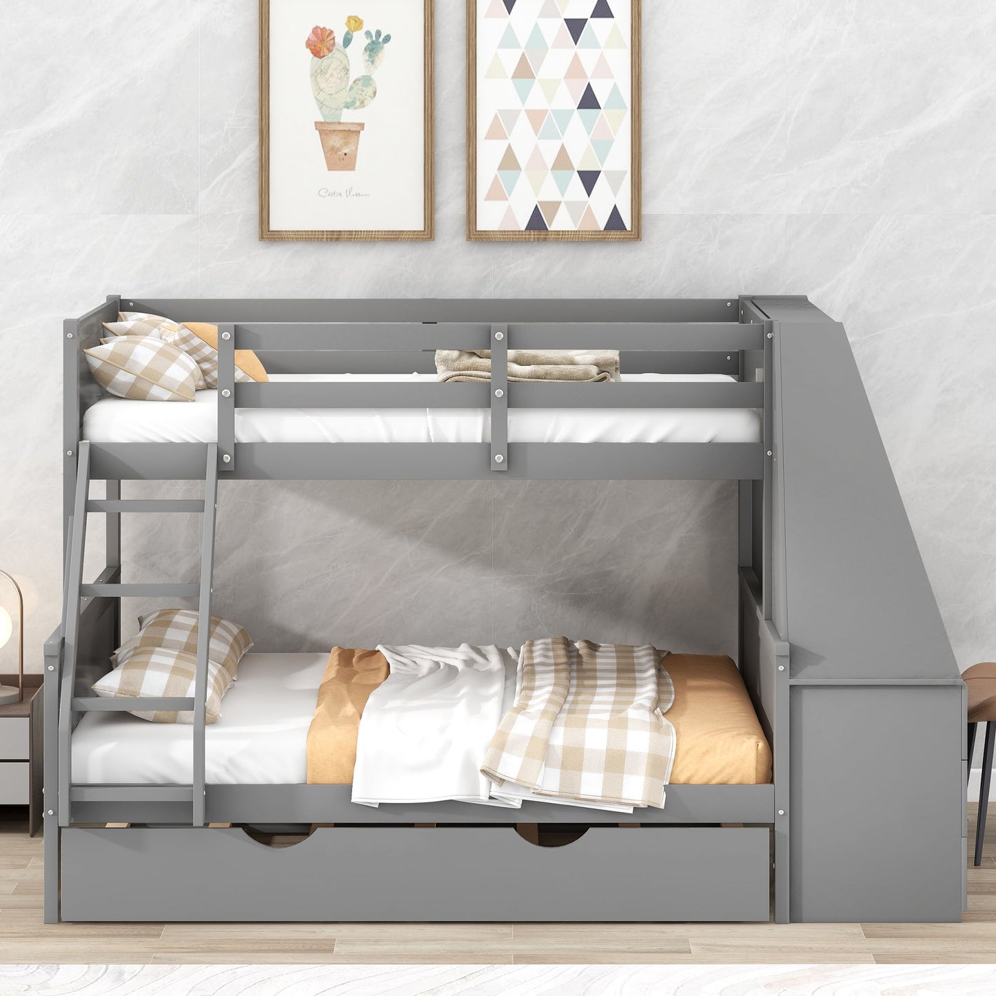 Bunk Bed With Trundle And Built In Desk, 3 Storage Drawers And Shelf - The Sleep Loft - Online Mattress Showroom NYC