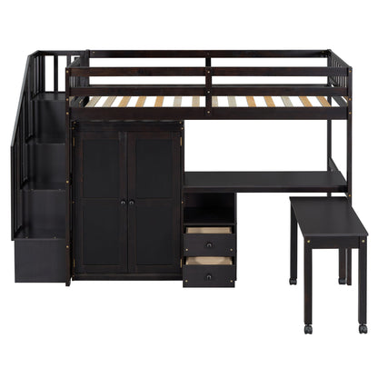 Loft Bed With Stairs, Bookshelf, Drawers, Desk & Wardrobe, Space Saving Multifunctional Furniture - The Sleep Loft - Online Mattress Showroom NYC