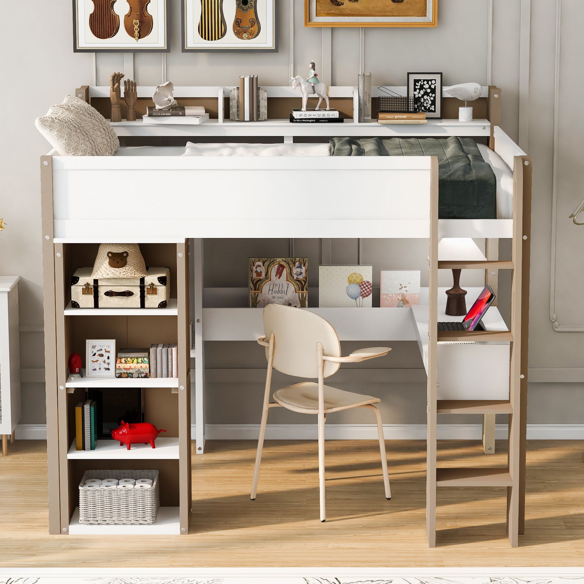 Loft Bed With Built In Storage Shelves, Clothes Rail, And Desk - The Sleep Loft - Online Mattress Showroom NYC