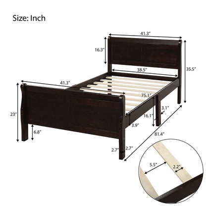 Platform Bed Frame Mattress Foundation Sleigh Bed With Headboard / Footboard / Wood Slat Suppor - The Sleep Loft - Online Mattress Showroom NYC