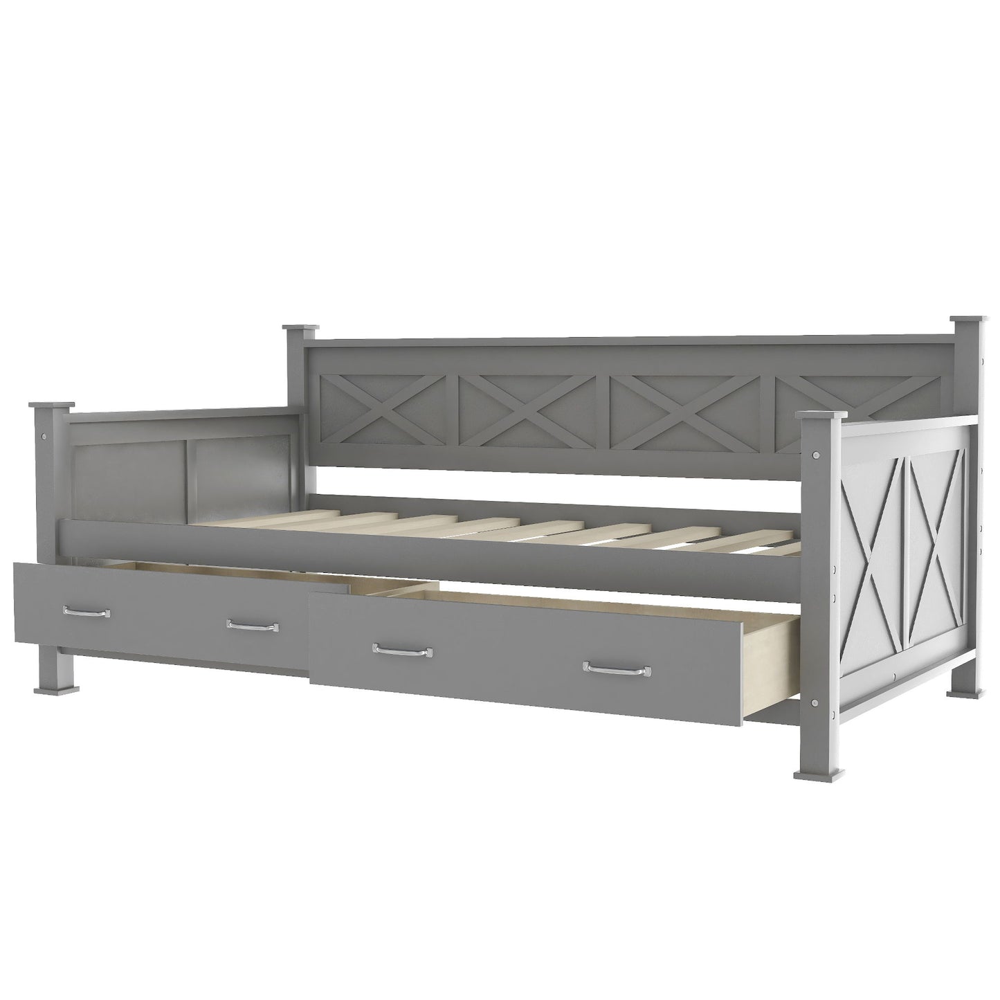 Modern Daybed With 2 Large Drawers, X Shaped Frame - The Sleep Loft - Online Mattress Showroom NYC