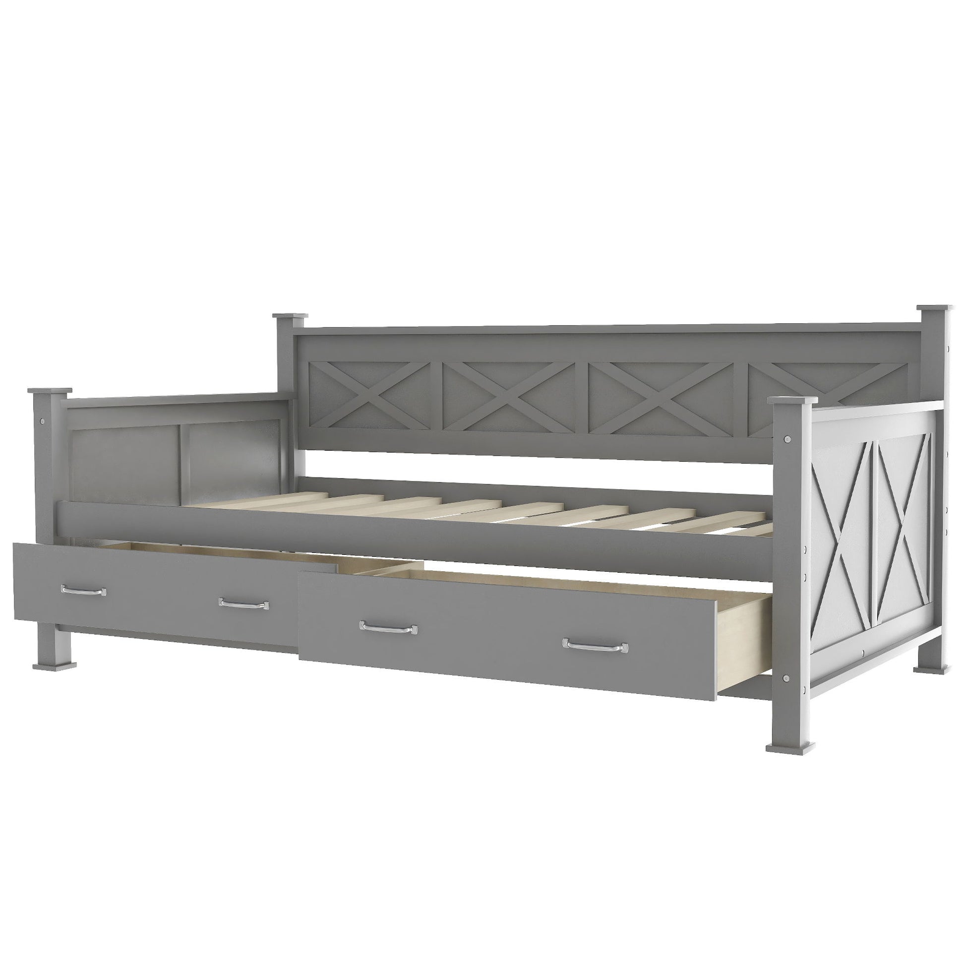 Modern Daybed With 2 Large Drawers, X Shaped Frame - The Sleep Loft - Online Mattress Showroom NYC