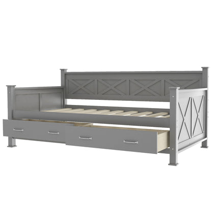 Modern Daybed With 2 Large Drawers, X Shaped Frame - The Sleep Loft - Online Mattress Showroom NYC