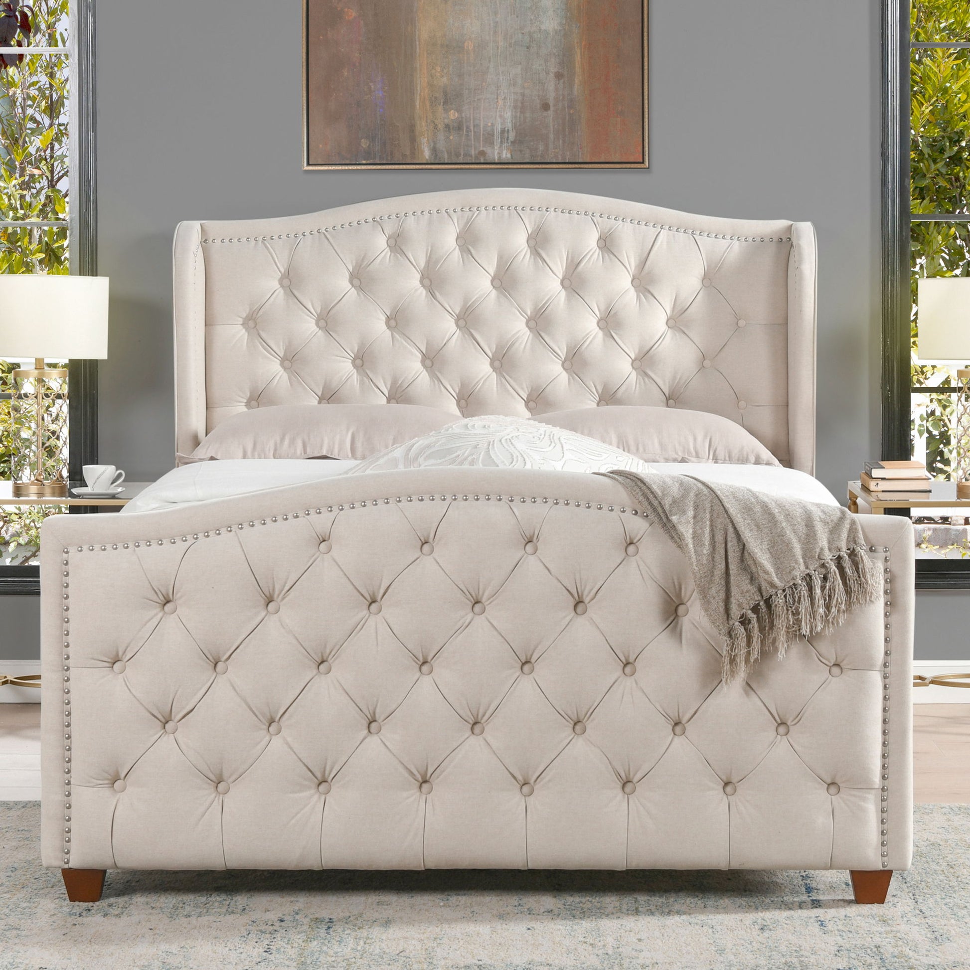 Marcella - Upholstered Shelter Headboard Bed Set - The Sleep Loft - Online Mattress Showroom NYC
