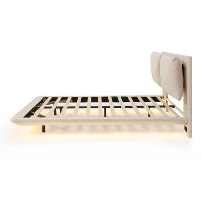 Upholstered Platform Bed With Sensor Light And 2 Large Backrests, With 2 Sets Of USB Port And Socket On Each Rear Bed Leg - The Sleep Loft - Online Mattress Showroom NYC