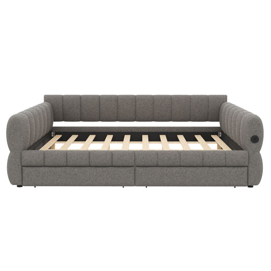 Upholstered Platform Bed With USB Charging And 2 Storage Drawers - The Sleep Loft - Online Mattress Showroom NYC
