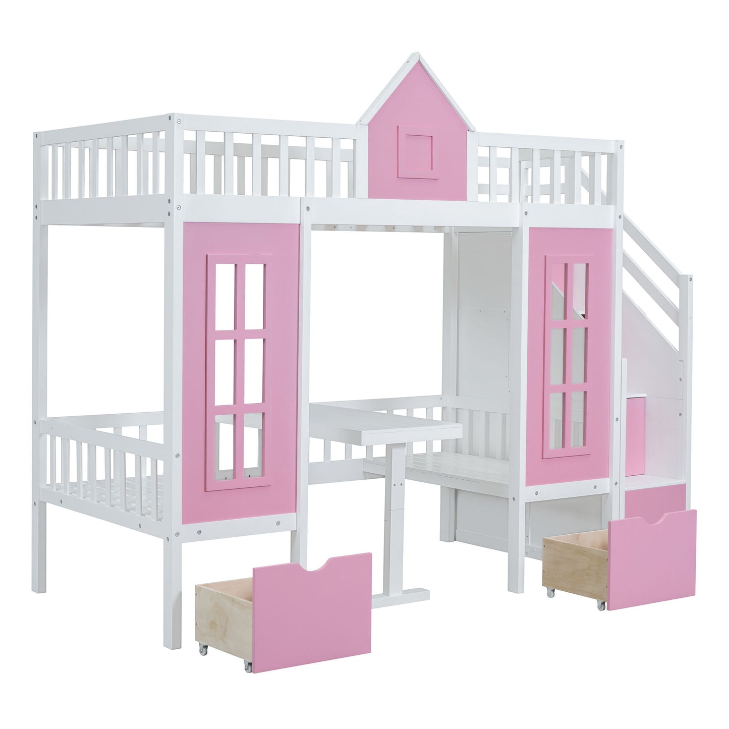 Twin Over Twin Bunk Bed With Changeable Table, Bunk Bed Turn Into Upper Bed And Down Desk - The Sleep Loft - Online Mattress Showroom NYC