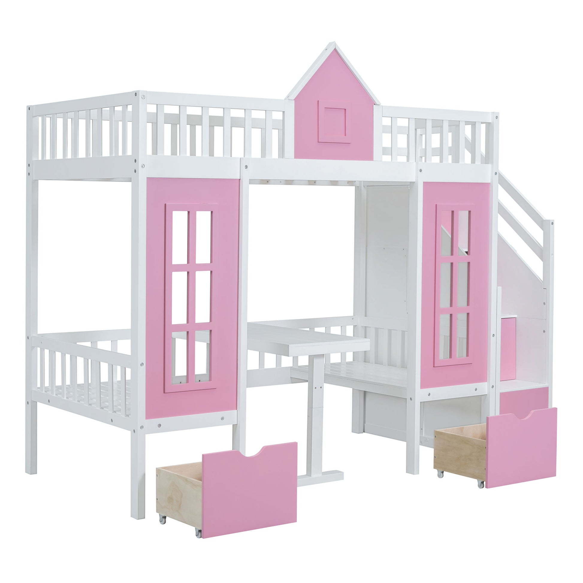 Twin Over Twin Bunk Bed With Changeable Table, Bunk Bed Turn Into Upper Bed And Down Desk - The Sleep Loft - Online Mattress Showroom NYC
