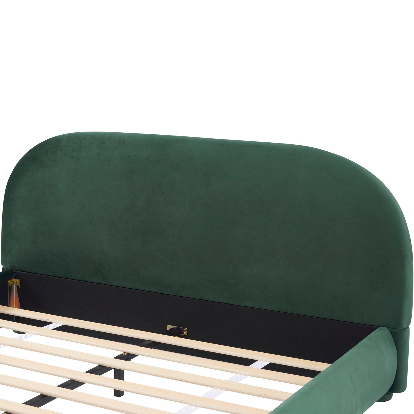 Upholstered Simple Modern Bedroom Bed With Curved Headboard - The Sleep Loft - Online Mattress Showroom NYC