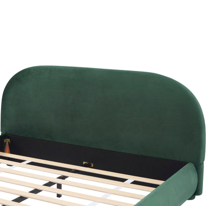 Upholstered Simple Modern Bedroom Bed With Curved Headboard - The Sleep Loft - Online Mattress Showroom NYC