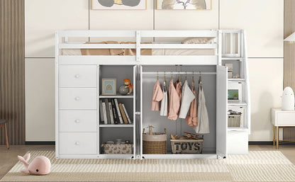 Loft Bed With Built In Wardrobes, Cabinets And Drawers - The Sleep Loft - Online Mattress Showroom NYC