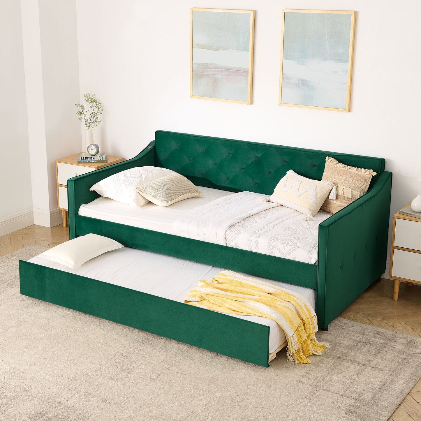 Daybed With Pop Up Trundle And USB Charging Armrest - The Sleep Loft - Online Mattress Showroom NYC