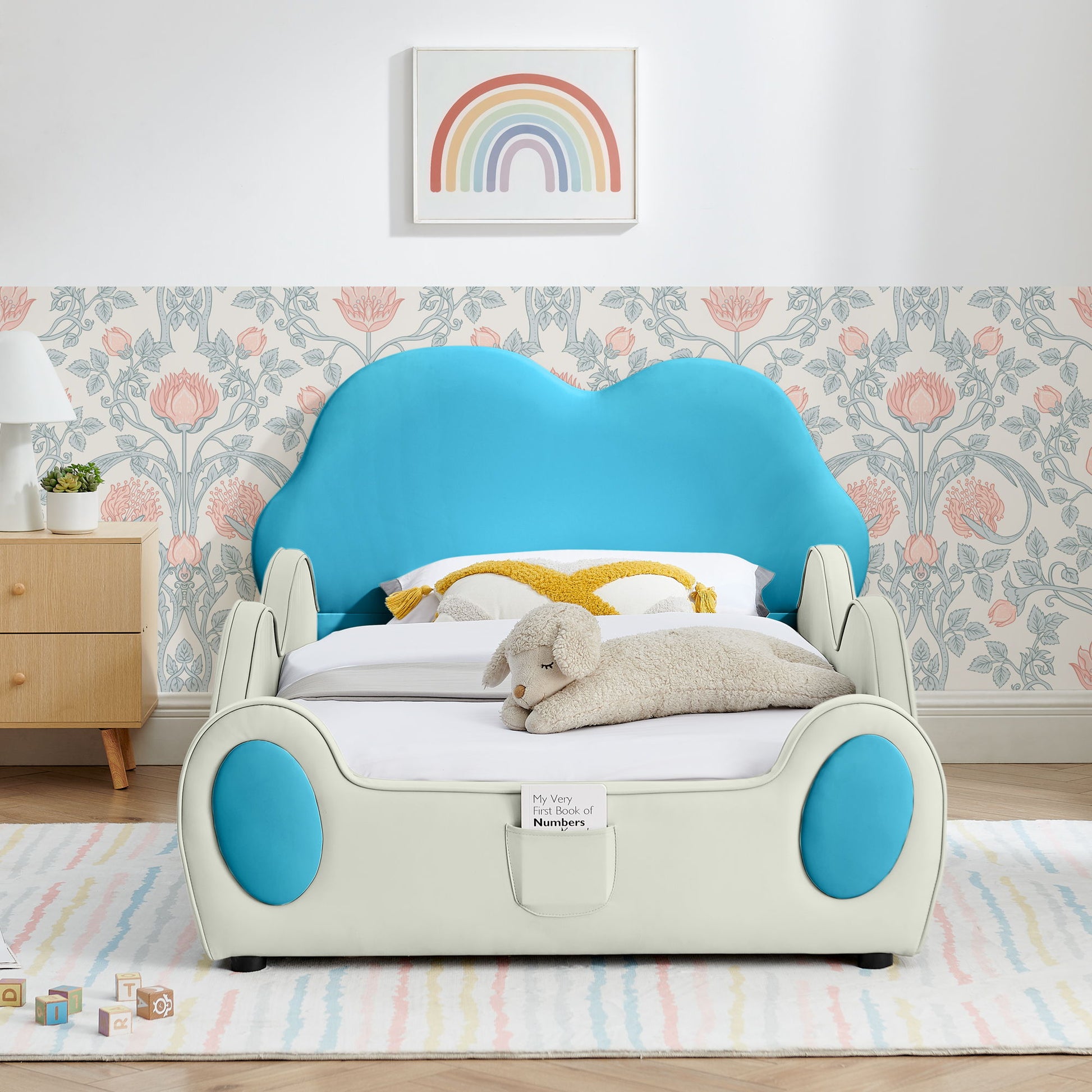 Cute Cloud Shape Bed With Guardrails Cartoon Design, Storage Pocket - The Sleep Loft - Online Mattress Showroom NYC