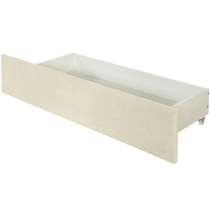 Upholstered Platform Bed With 2 Drawers And 1 Trundle, Classic Strip Headboard Design - The Sleep Loft - Online Mattress Showroom NYC