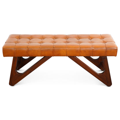 Mia - Bench With Buttons - Brown / Rustic - The Sleep Loft - Online Mattress Showroom NYC