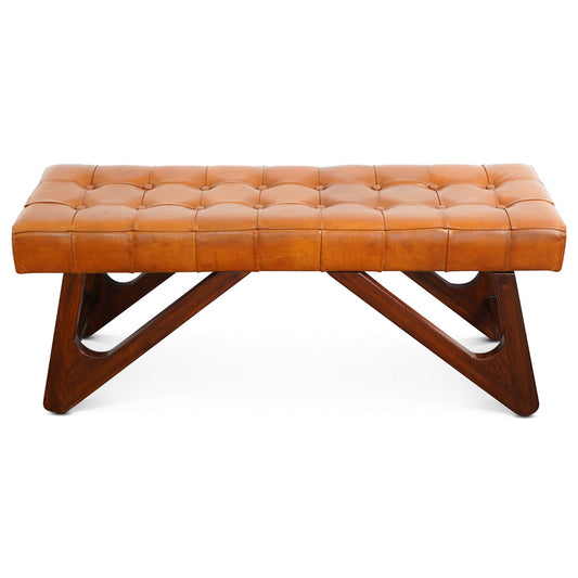 Mia - Bench With Buttons - Brown / Rustic - The Sleep Loft - Online Mattress Showroom NYC