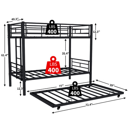 Metal Bunk Bed For Kids, Convertible Bedframe With Ladders & Guardrail - The Sleep Loft - Online Mattress Showroom NYC