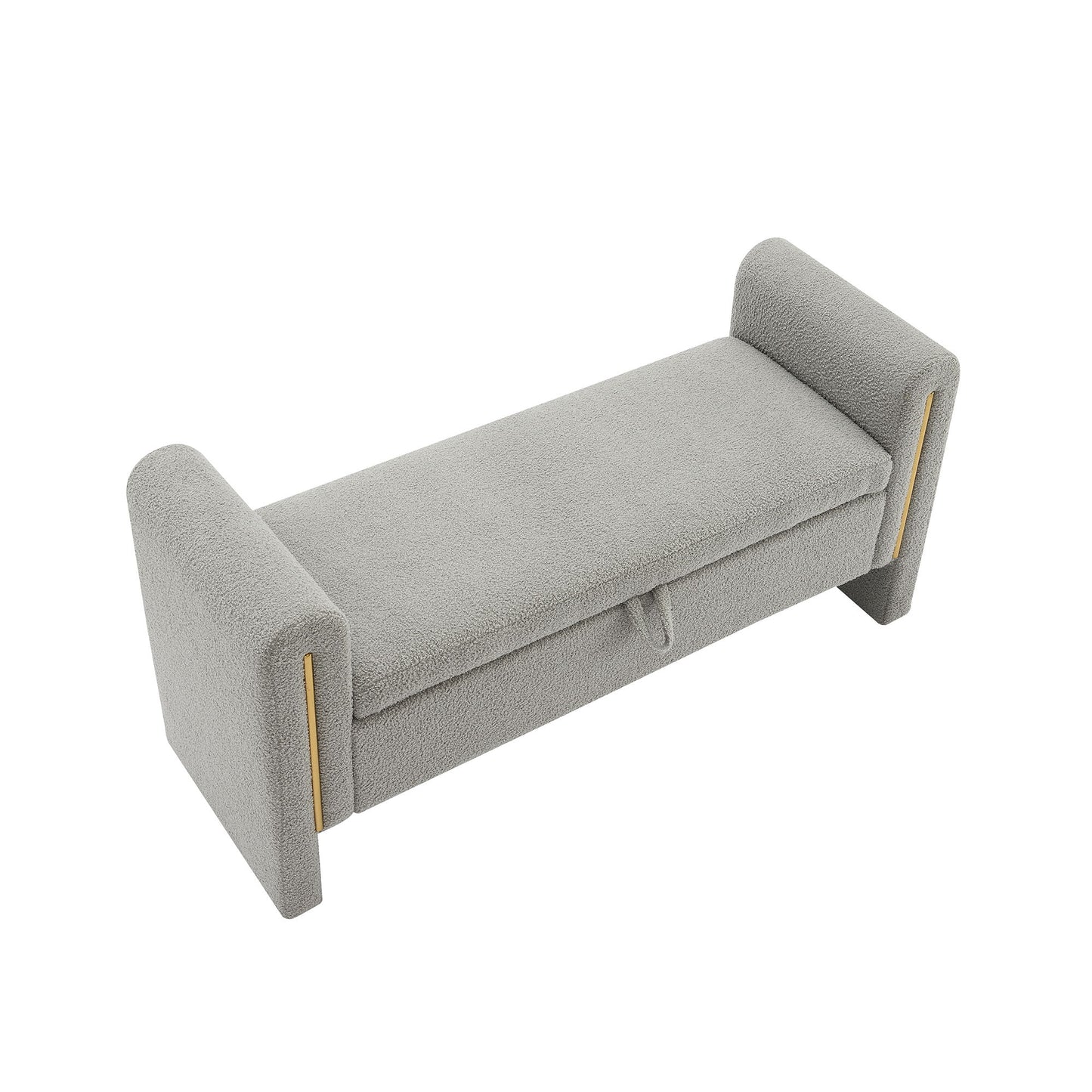 Modern Teddy Upholstered Large Bed End Bench With Arms And Storage - The Sleep Loft - Online Mattress Showroom NYC