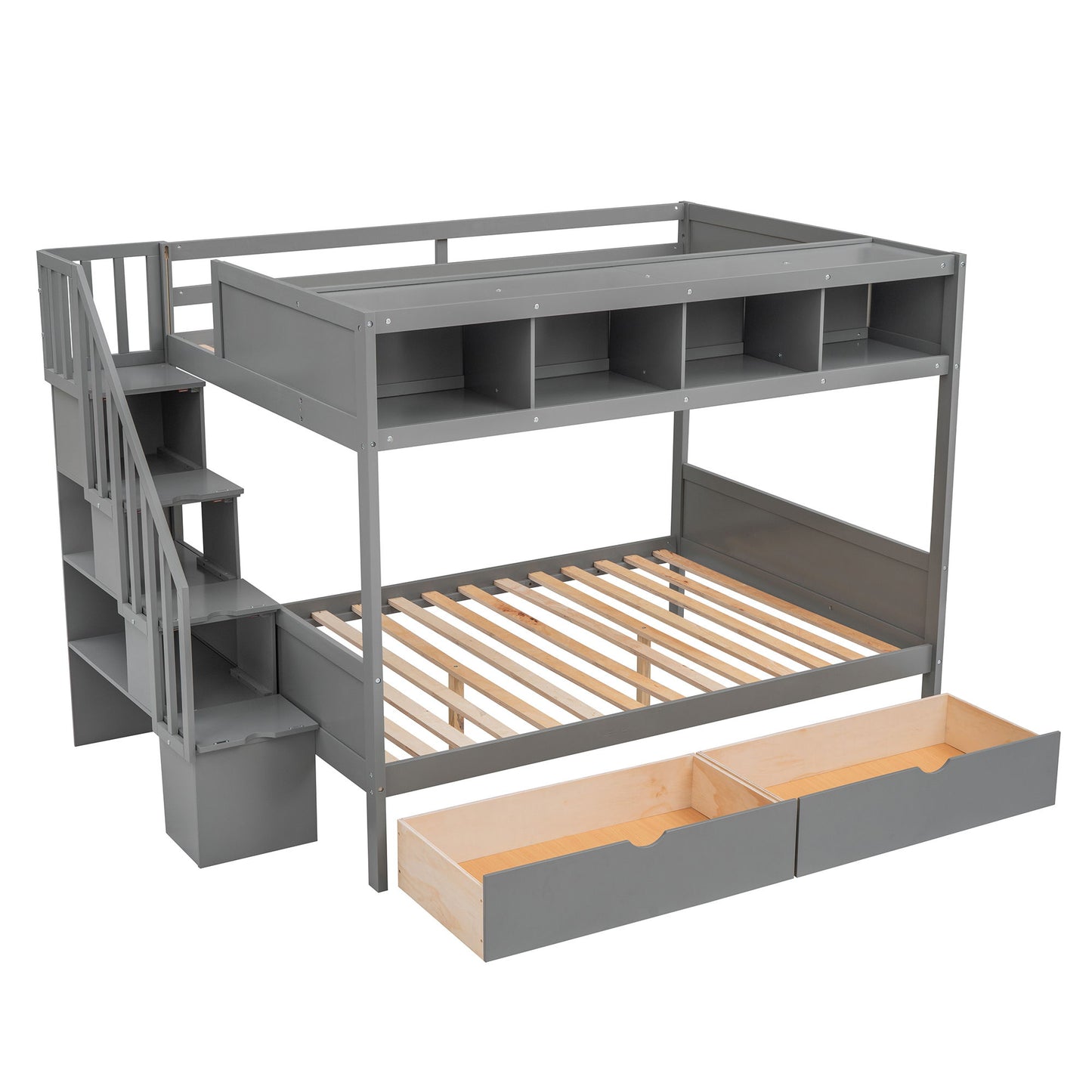 Bunk Bed With Shelfs, Storage Staircase And 2 Drawers - The Sleep Loft - Online Mattress Showroom NYC