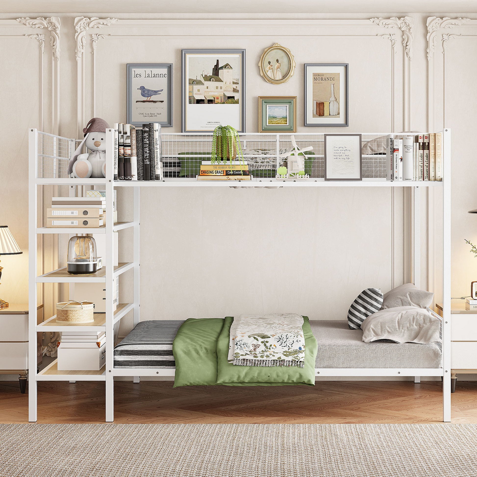 Bunk Bed With 5 Tier Shelves - The Sleep Loft - Online Mattress Showroom NYC