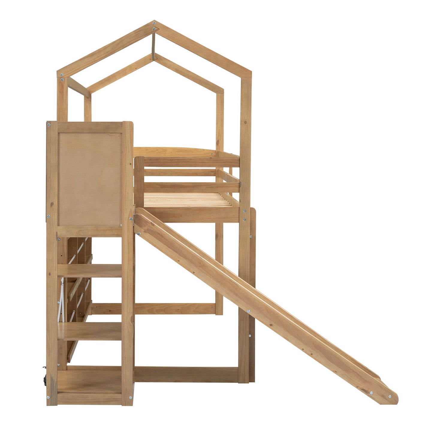 House Loft Bed With Slide, Storage Shelves And Light, Climbing Ramp - The Sleep Loft - Online Mattress Showroom NYC