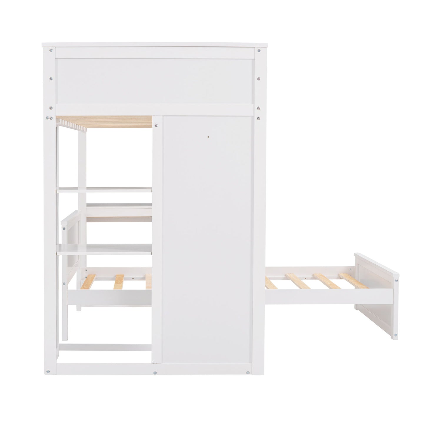 Loft Bed With A Stand Alone Bed, Shelves, Desk, And Wardrobe - The Sleep Loft - Online Mattress Showroom NYC