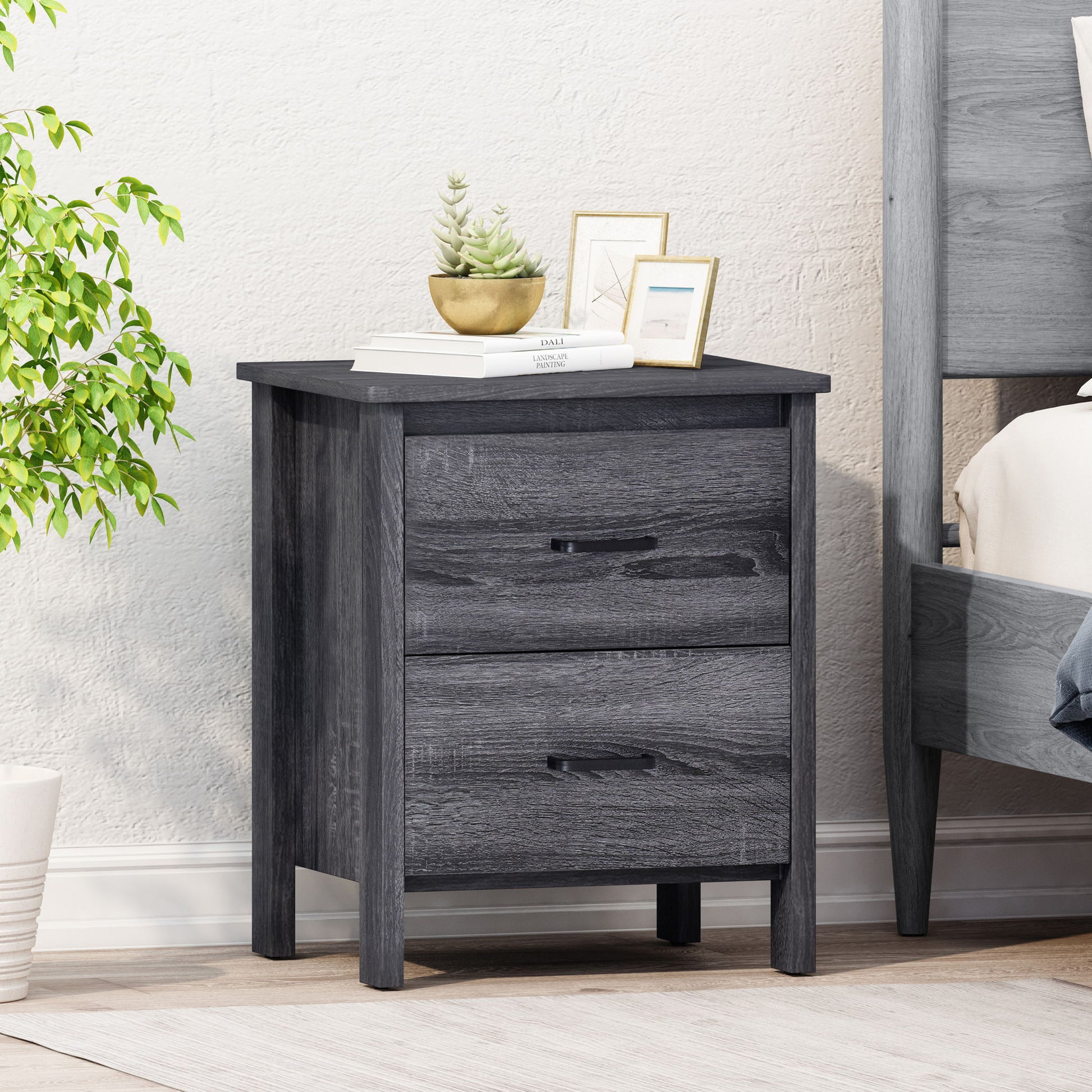 Titeca - Contemporary Wood 2 Drawer Nightstand - The Sleep Loft - Online Mattress Showroom NYC