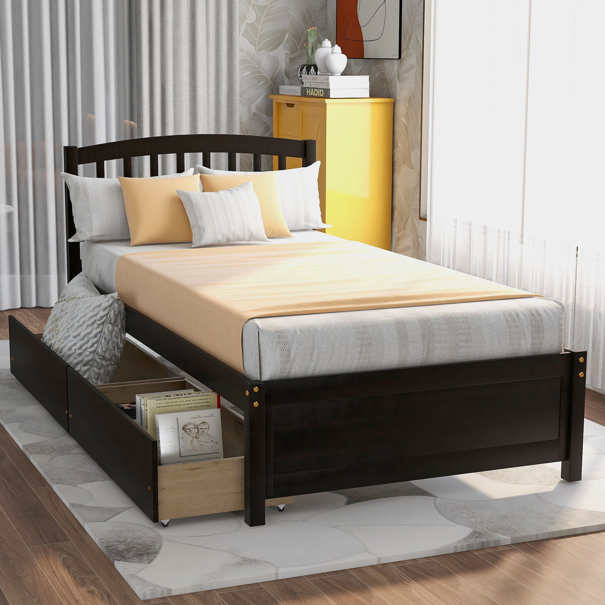 Platform Storage Bed Wood Bed Frame With Two Drawers And Headboard - The Sleep Loft - Online Mattress Showroom NYC