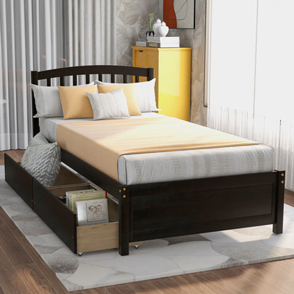 Platform Storage Bed Wood Bed Frame With Two Drawers And Headboard - The Sleep Loft - Online Mattress Showroom NYC