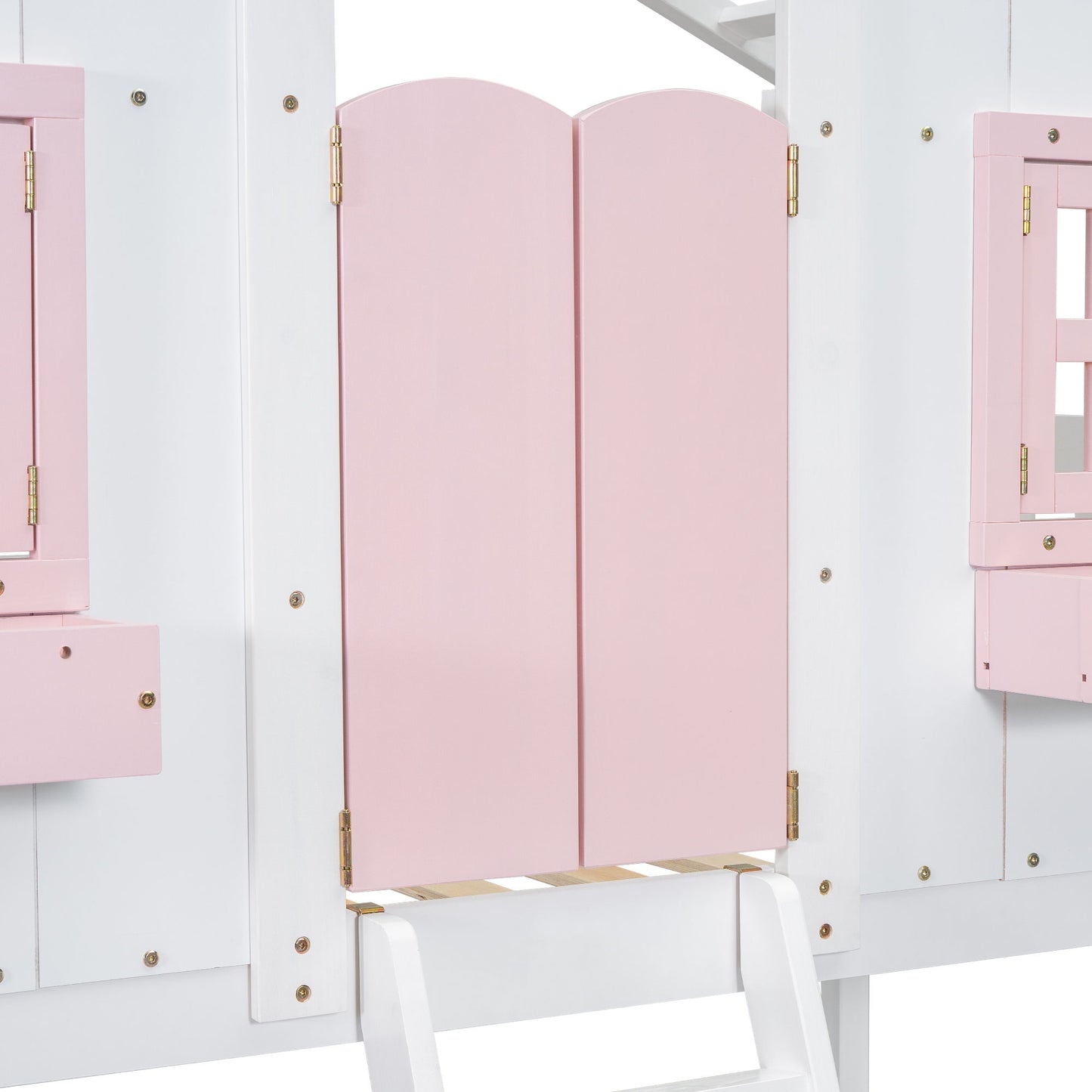 House Bunk Bed With Roof, Window, Window Box, Door, With Safety Guardrails And Ladder - The Sleep Loft - Online Mattress Showroom NYC