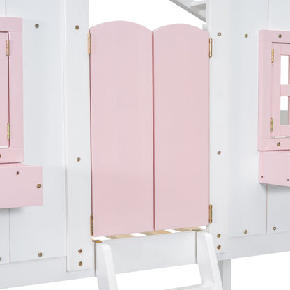 House Bunk Bed With Roof, Window, Window Box, Door, With Safety Guardrails And Ladder - The Sleep Loft - Online Mattress Showroom NYC