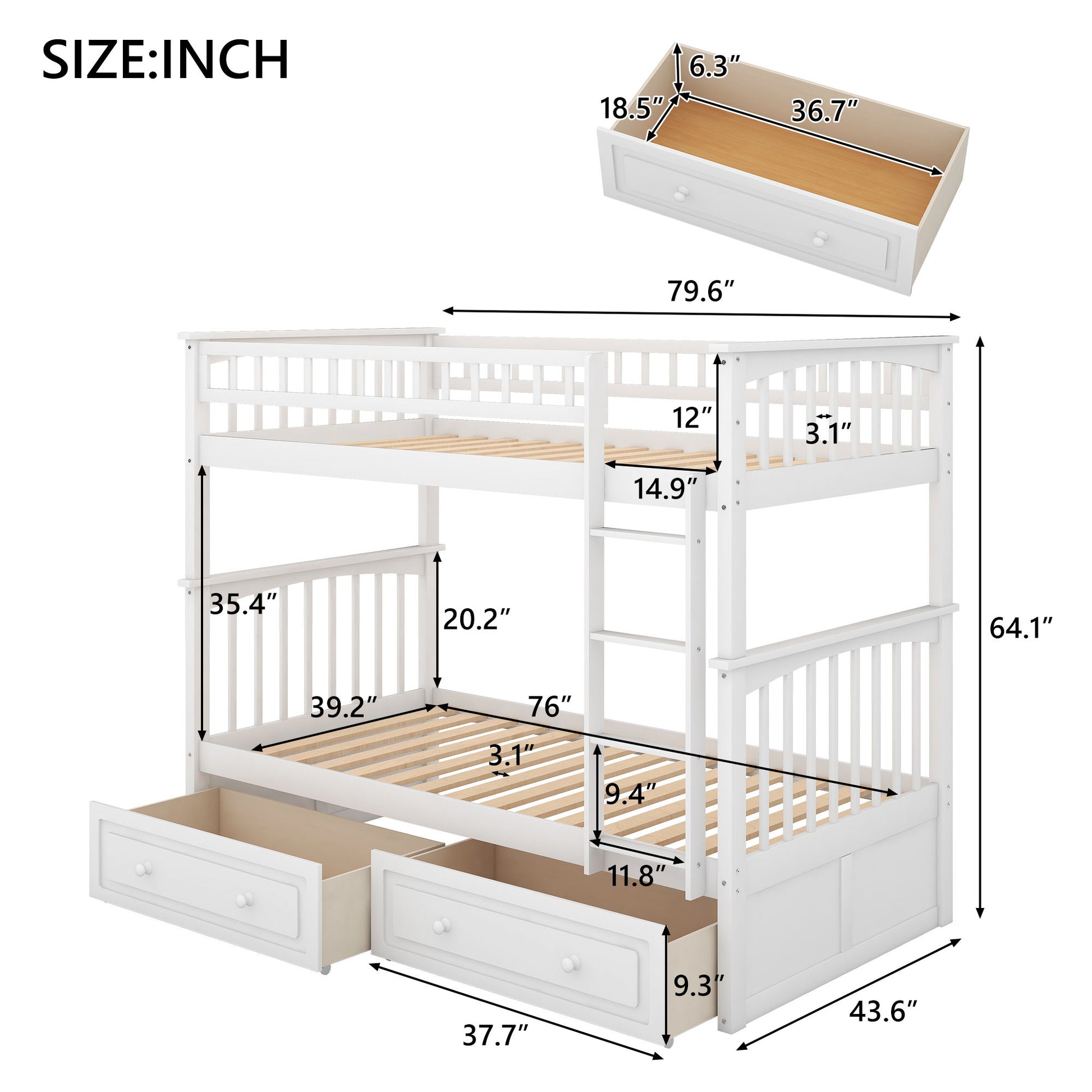 Twin Over Twin Bunk Bed With Drawers, Convertible Beds - The Sleep Loft - Online Mattress Showroom NYC