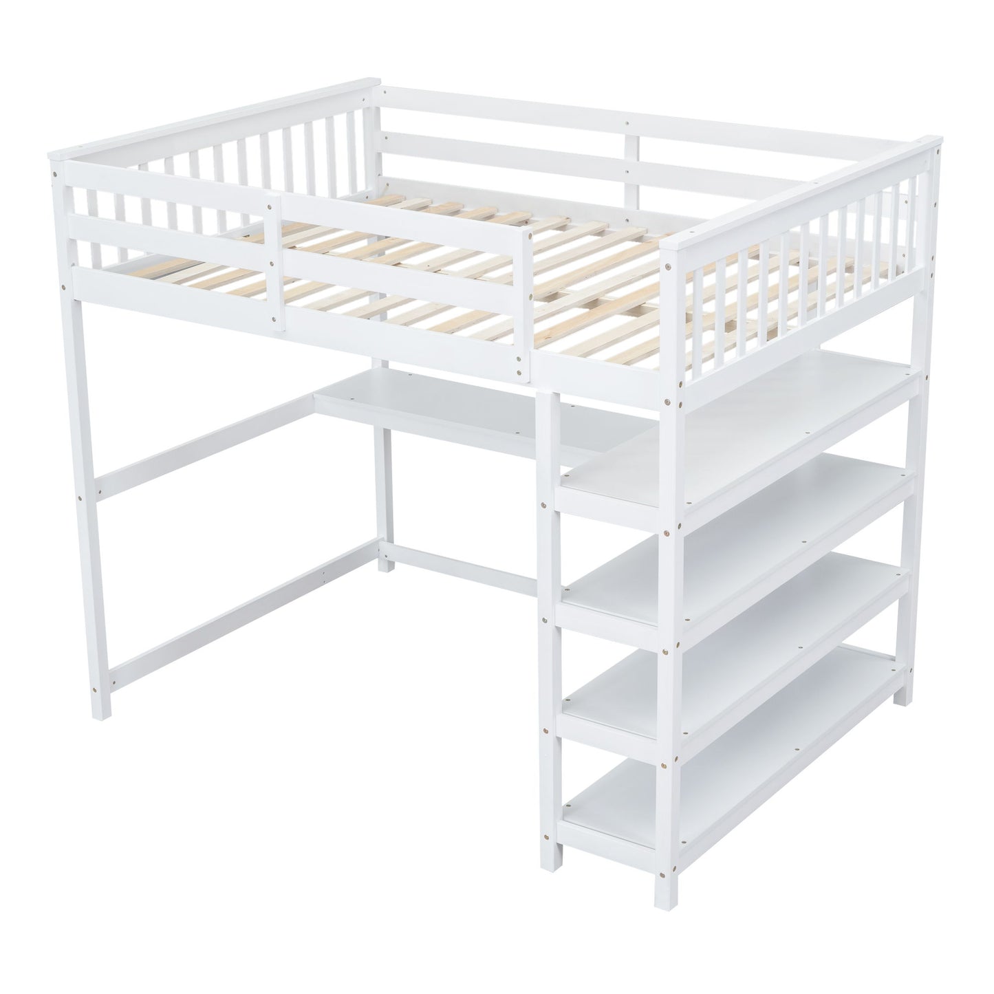 Loft Bed With Storage Shelves And Under Bed Desk - The Sleep Loft - Online Mattress Showroom NYC