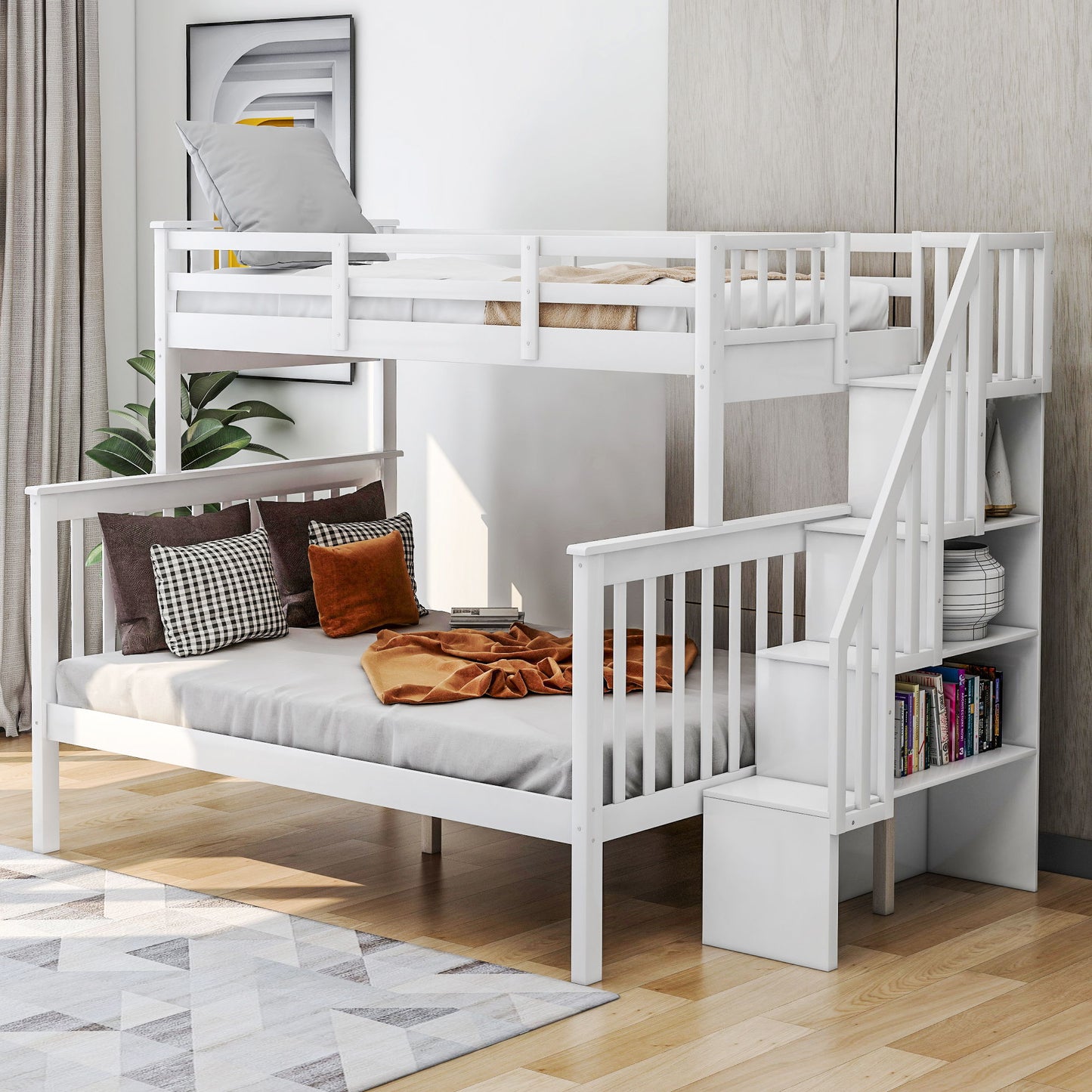 Stairway Bunk Bed With Storage And Guard Rail For Bedroom - The Sleep Loft - Online Mattress Showroom NYC