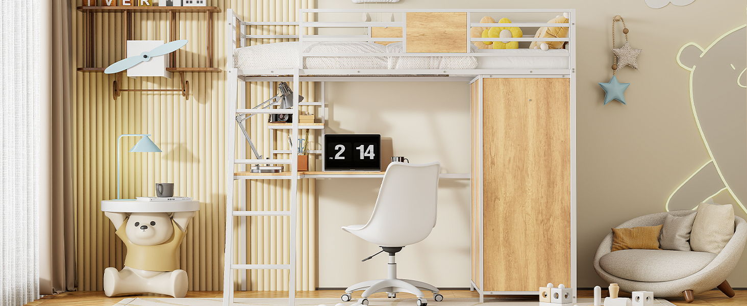 Loft Bed With L Shape Desk And Wardrobe - The Sleep Loft - Online Mattress Showroom NYC