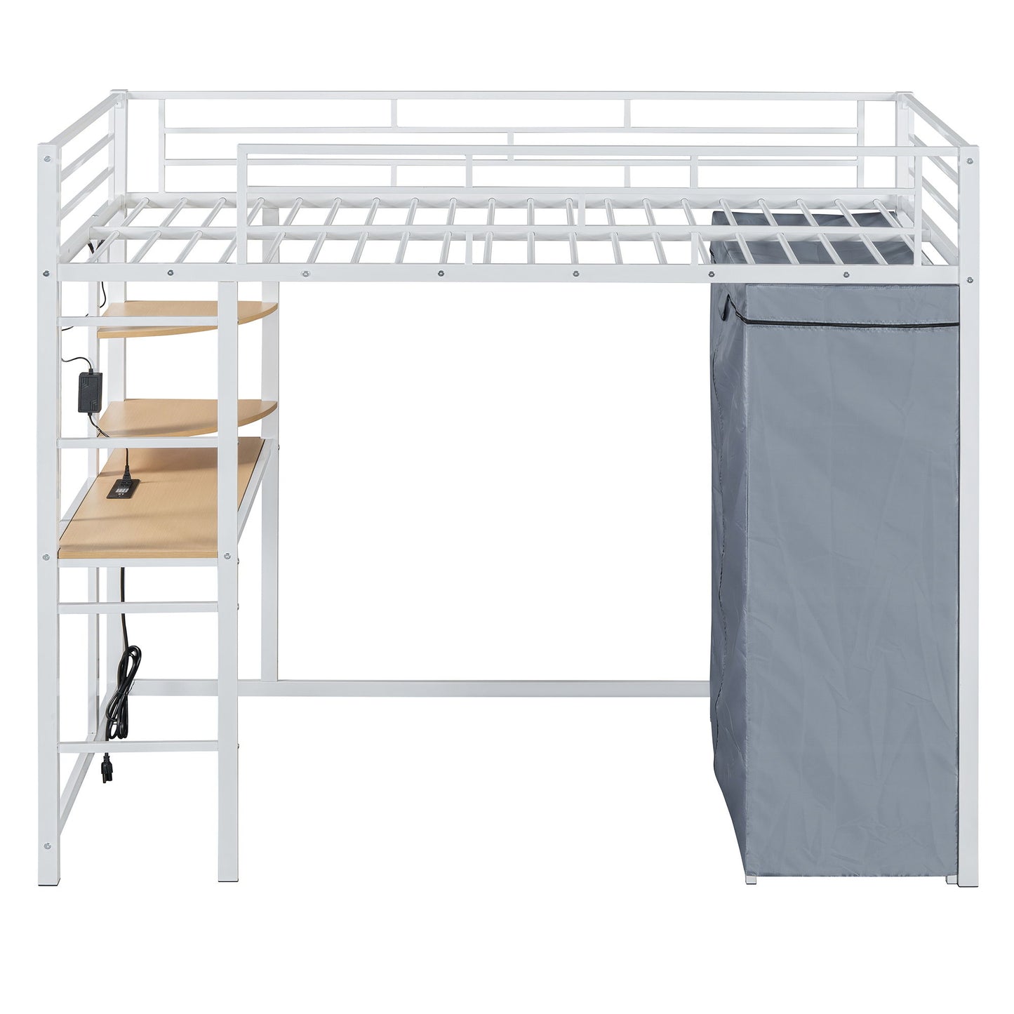 Loft Bed With Desk, Shelves, Power Outlet, LED Light And Wardrobe - The Sleep Loft - Online Mattress Showroom NYC