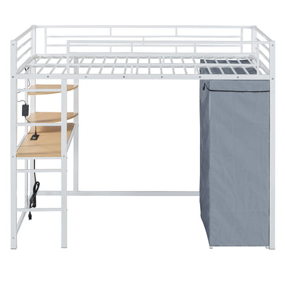 Loft Bed With Desk, Shelves, Power Outlet, LED Light And Wardrobe - The Sleep Loft - Online Mattress Showroom NYC