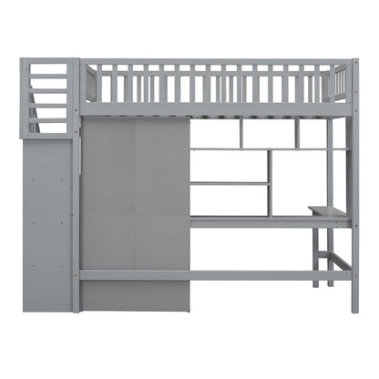 Loft Bed With Bookshelf, Drawers, Desk, And Wardrobe - The Sleep Loft - Online Mattress Showroom NYC