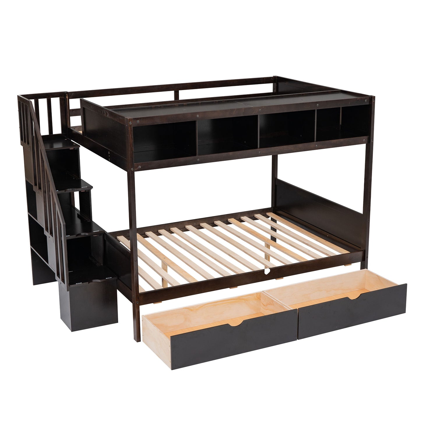 Bunk Bed With Shelfs, Storage Staircase And 2 Drawers - The Sleep Loft - Online Mattress Showroom NYC