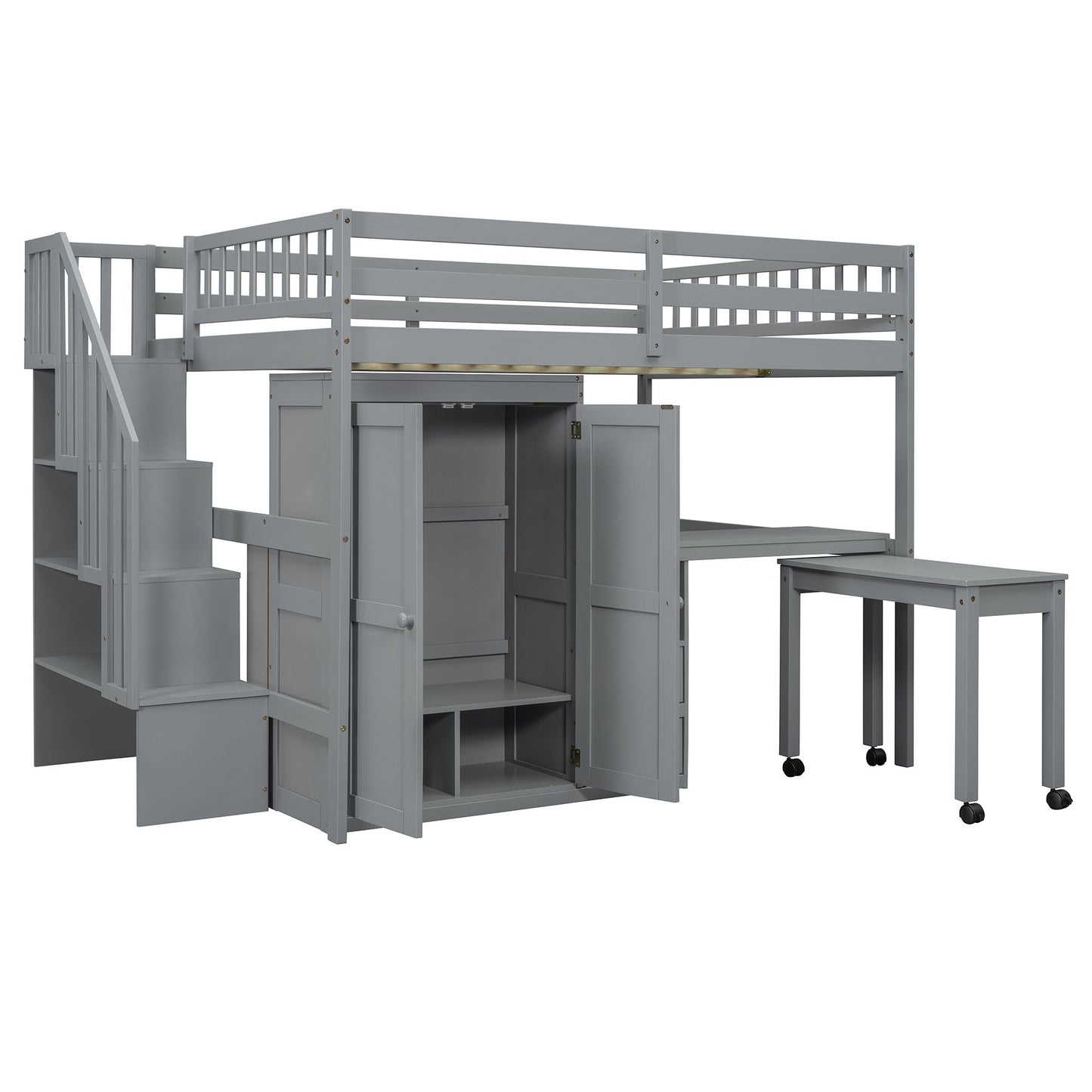 Loft Bed With Stairs, Bookshelf, Drawers, Desk & Wardrobe, Space Saving Multifunctional Furniture - The Sleep Loft - Online Mattress Showroom NYC