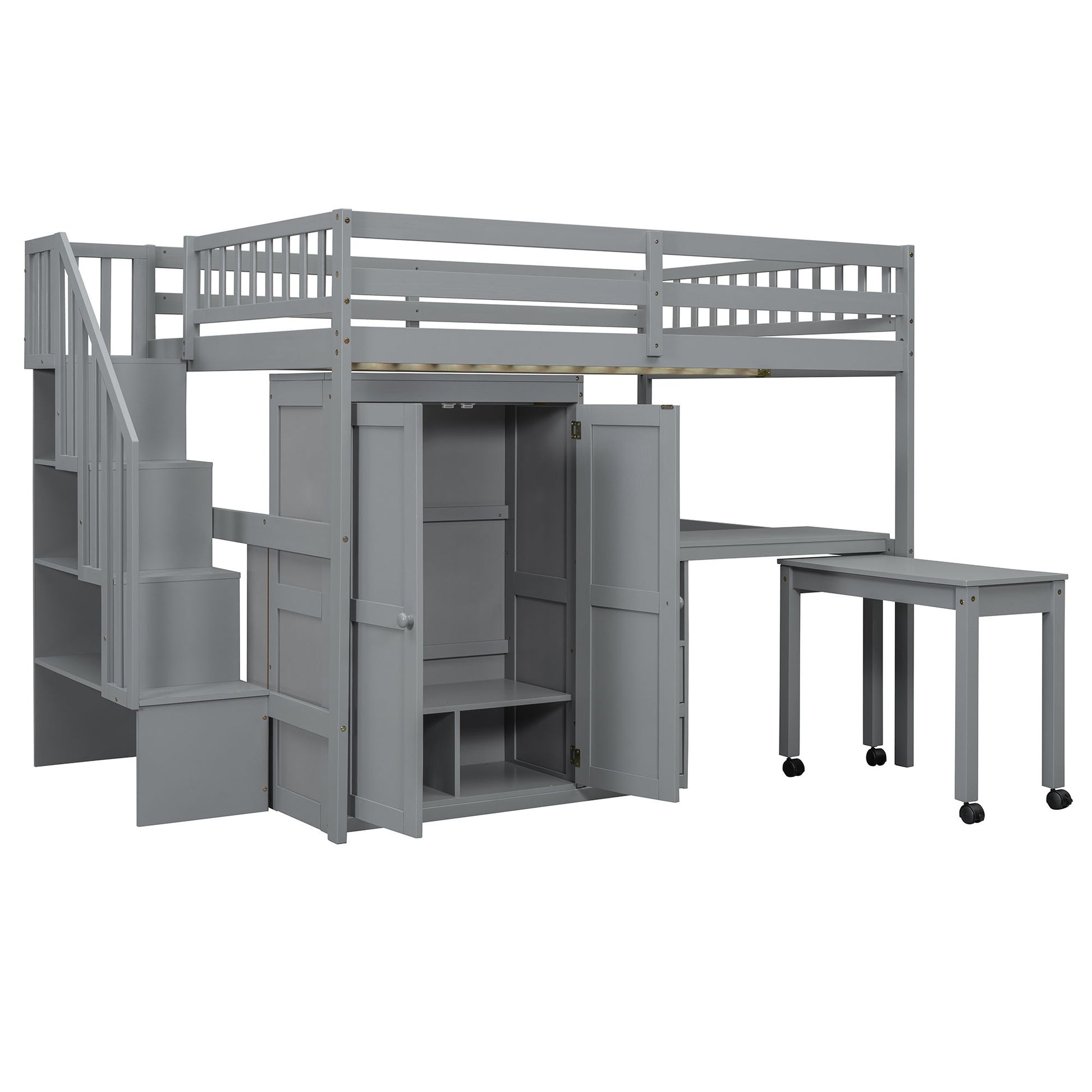 Loft Bed With Stairs, Bookshelf, Drawers, Desk & Wardrobe, Space Saving Multifunctional Furniture - The Sleep Loft - Online Mattress Showroom NYC