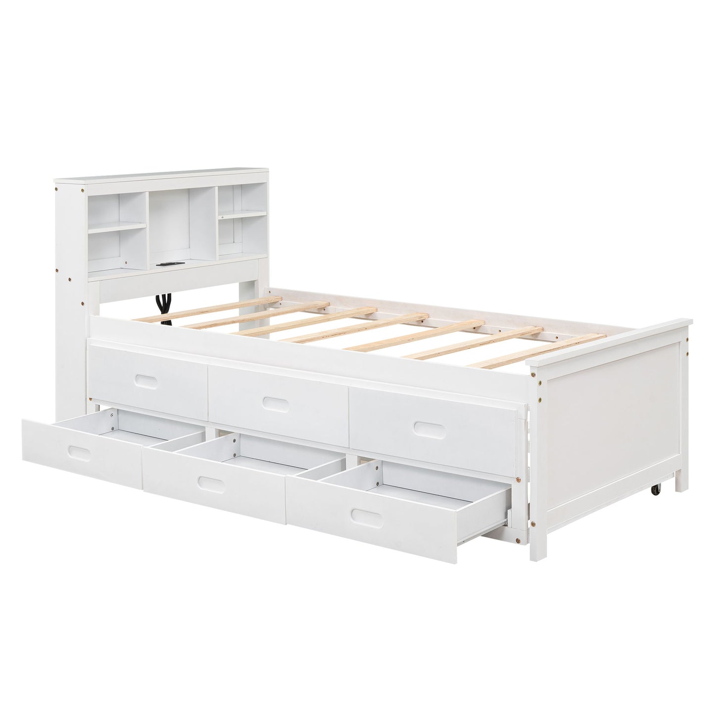 Platform Bed With Storage Headboard, USB, Trundle And 3 Drawers - The Sleep Loft - Online Mattress Showroom NYC