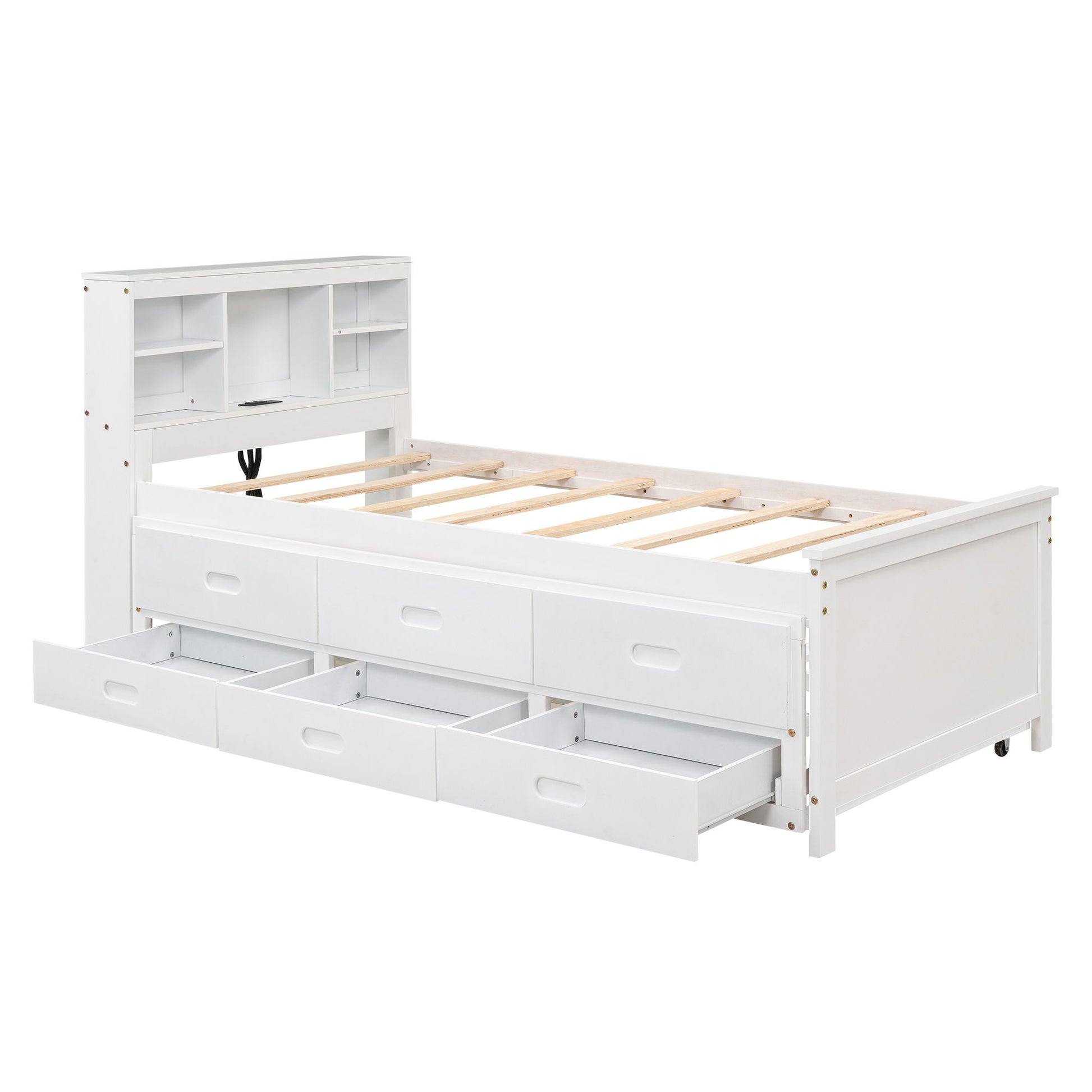 Platform Bed With Storage Headboard, USB, Trundle And 3 Drawers - The Sleep Loft - Online Mattress Showroom NYC