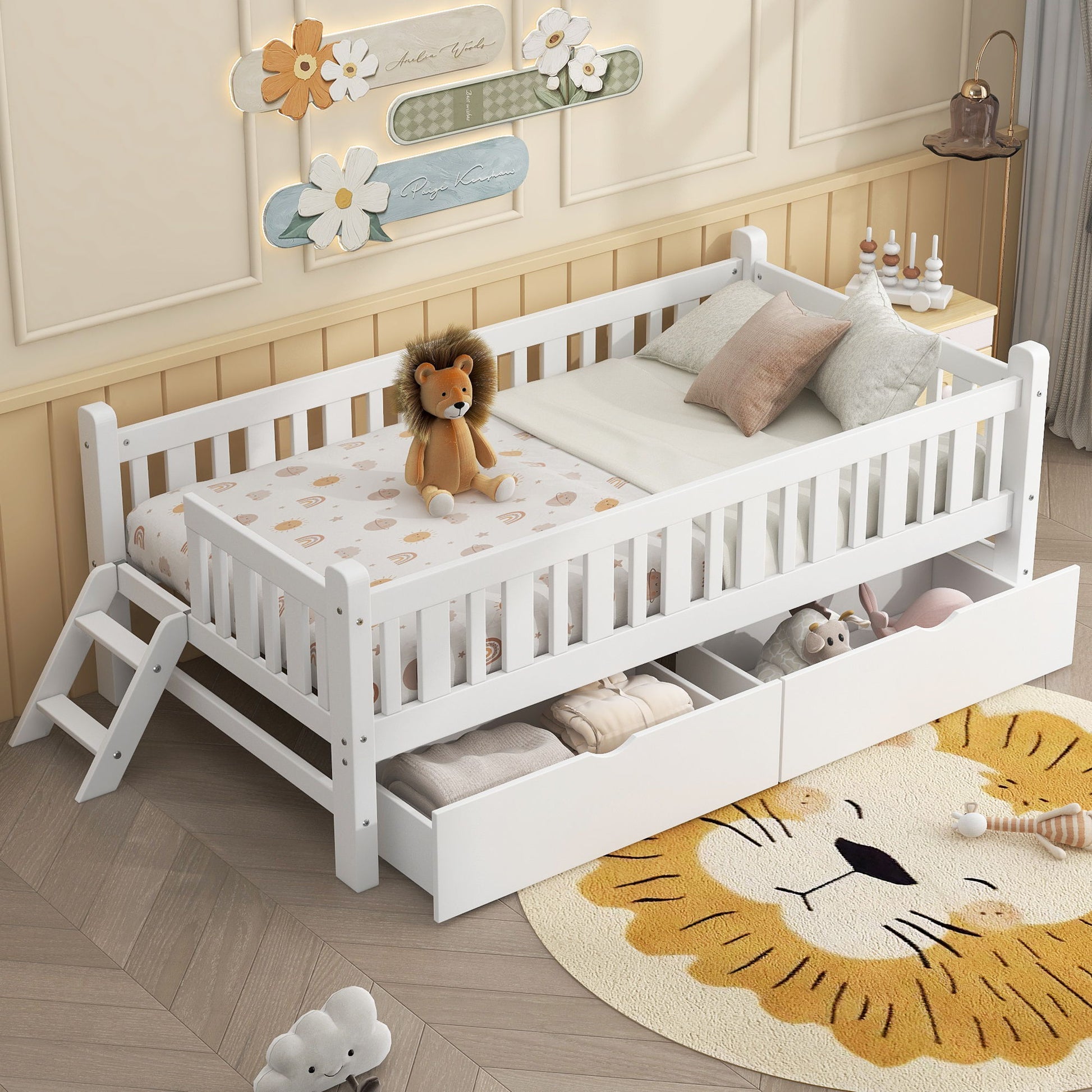 Platform Bed With Guardrail And 2 Drawers - The Sleep Loft - Online Mattress Showroom NYC