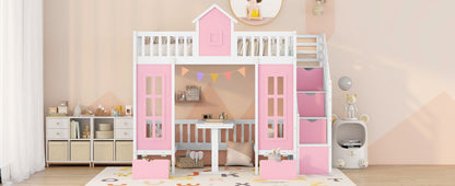 Twin Over Twin Bunk Bed With Changeable Table, Bunk Bed Turn Into Upper Bed And Down Desk - The Sleep Loft - Online Mattress Showroom NYC