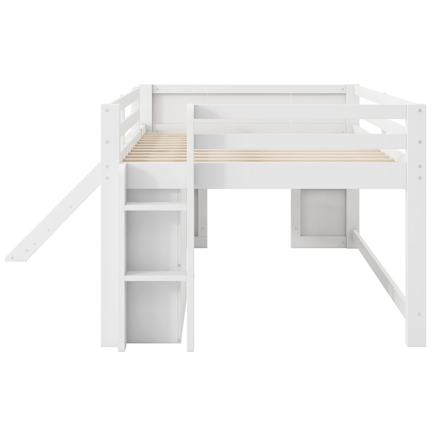 Modern Low Loft Bed With Slide, 3 Storage Drawers, And 2 Doors - The Sleep Loft - Online Mattress Showroom NYC