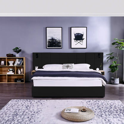 Upholstered Hydraulic Platform Bed With Storage Shelves, Reading Lamps, USB Port - The Sleep Loft - Online Mattress Showroom NYC