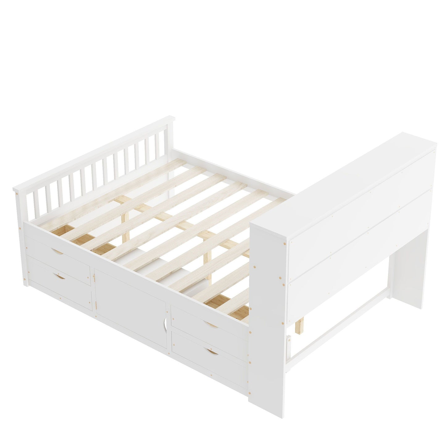 Captain Platform Bed Frame With Bookcase Headboard, 4 Drawers, Storage Shelves - The Sleep Loft - Online Mattress Showroom NYC