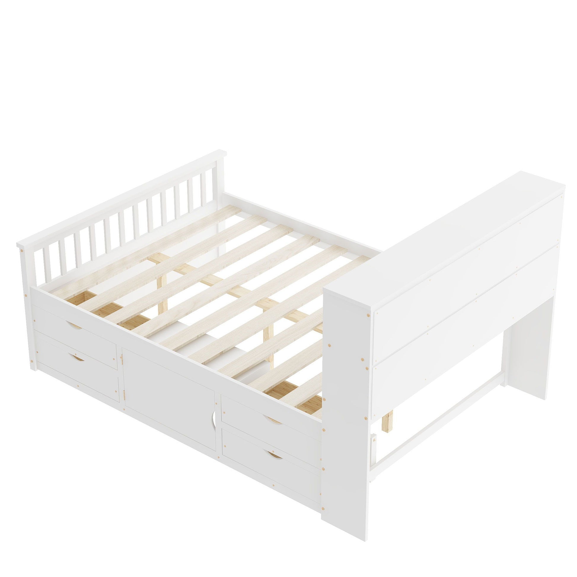 Captain Platform Bed Frame With Bookcase Headboard, 4 Drawers, Storage Shelves - The Sleep Loft - Online Mattress Showroom NYC